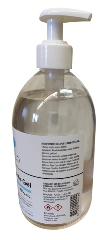 Scatolone 15x FAMICA Gel Disinfettante Mani 500 ml | 73% Alcol
