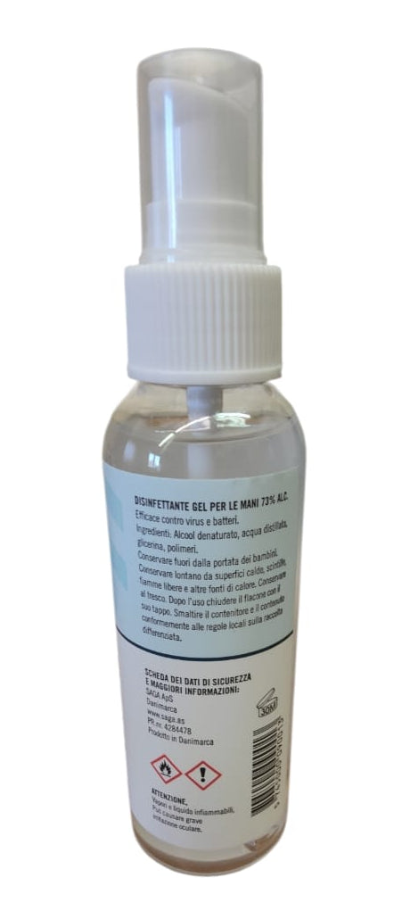 Scatolone 12x SAGA Gel Disinfettante Mani 100 ml | 73% Alcol